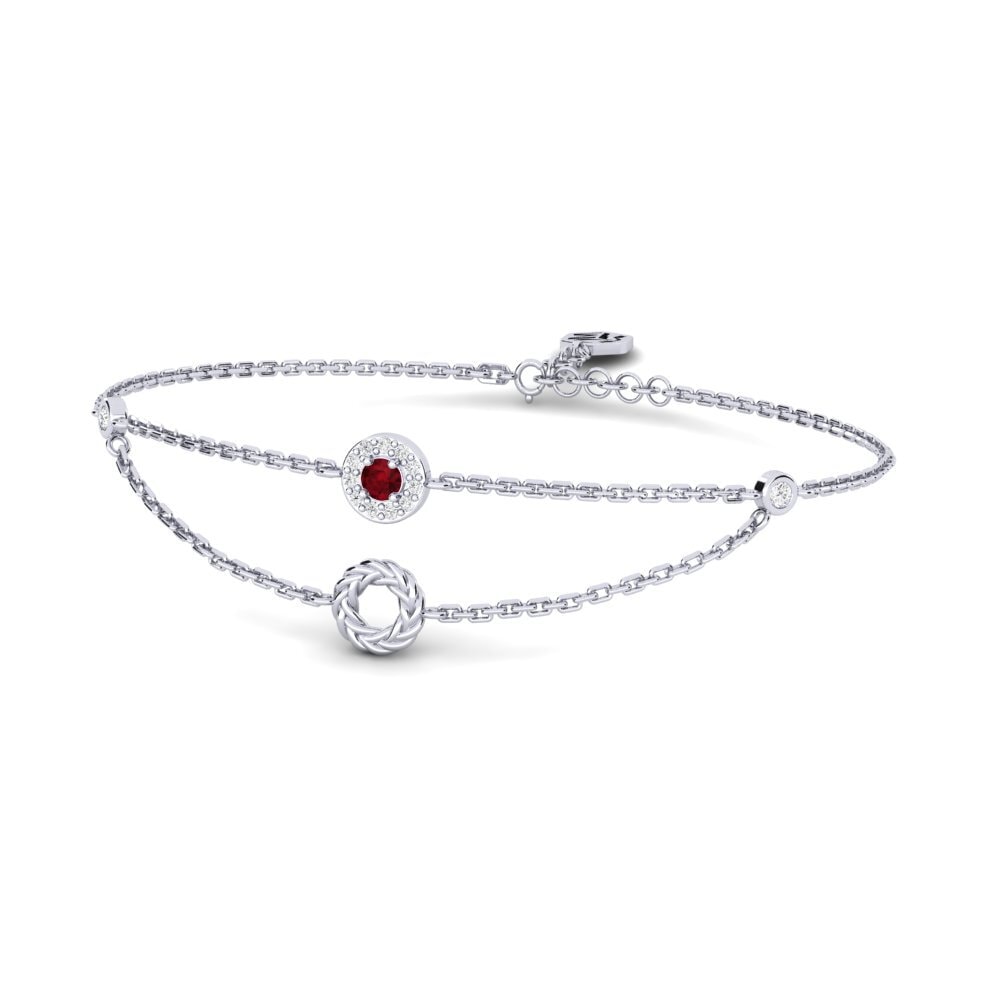 Palladium 950 Rubis Bracelet pour femme Pecker