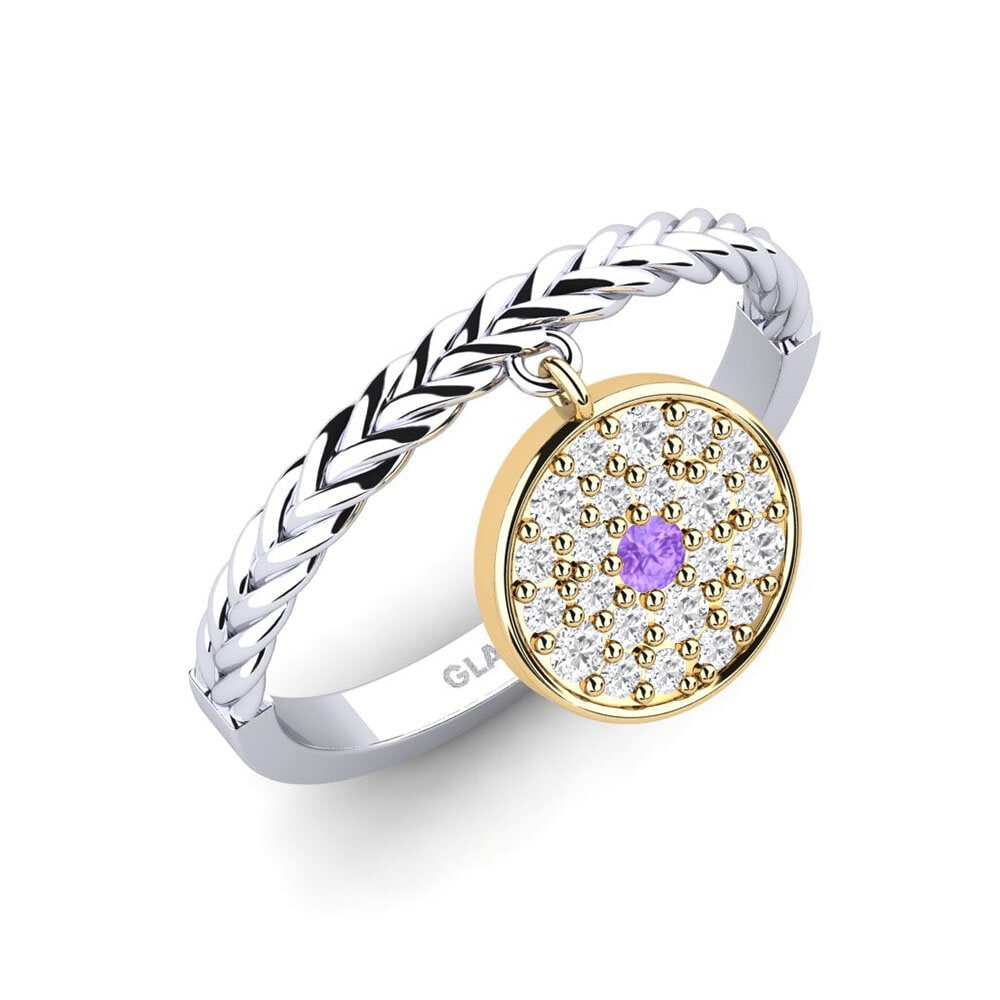 9ct White & Yellow Gold Amethyst Ring Rolling