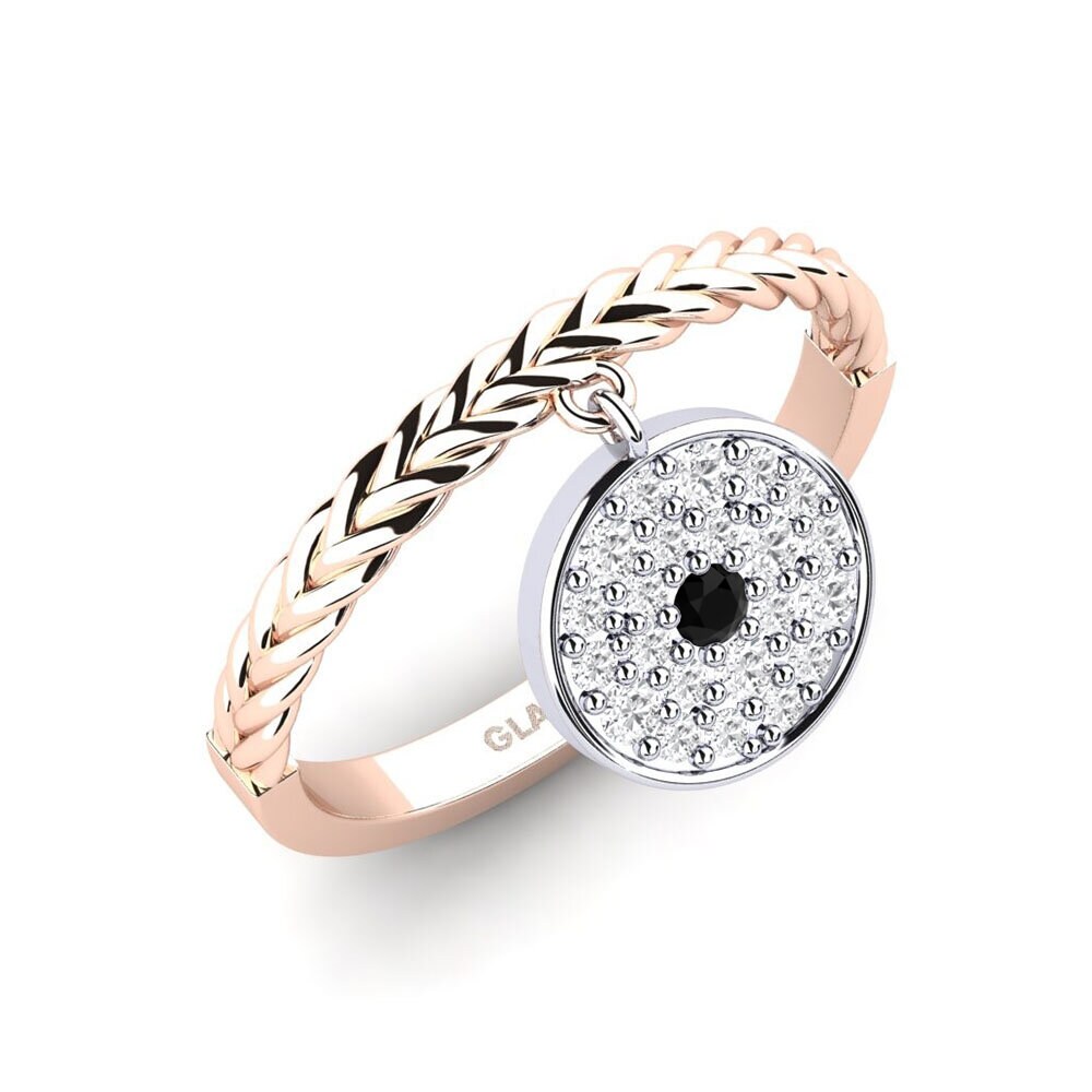 9ct Rose & White Gold Black Onyx Ring Rolling