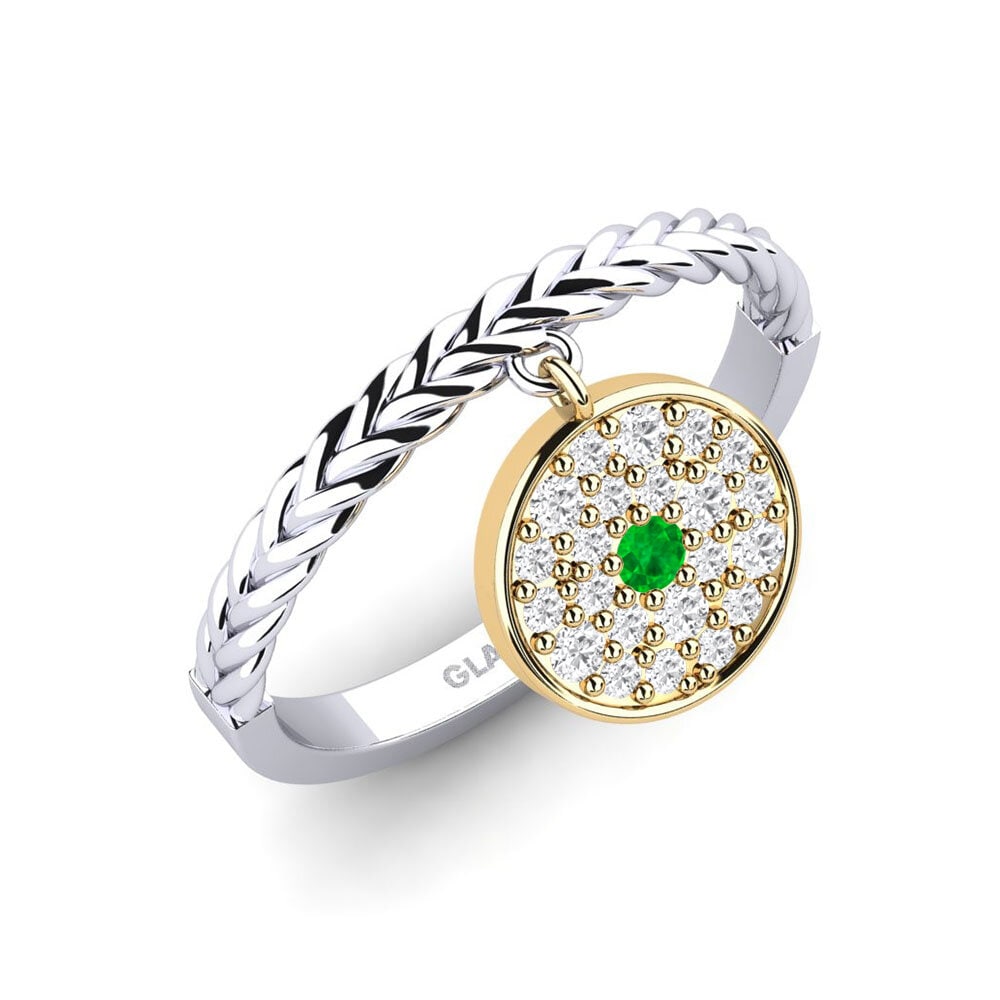 9ct White & Yellow Gold Emerald Ring Rolling