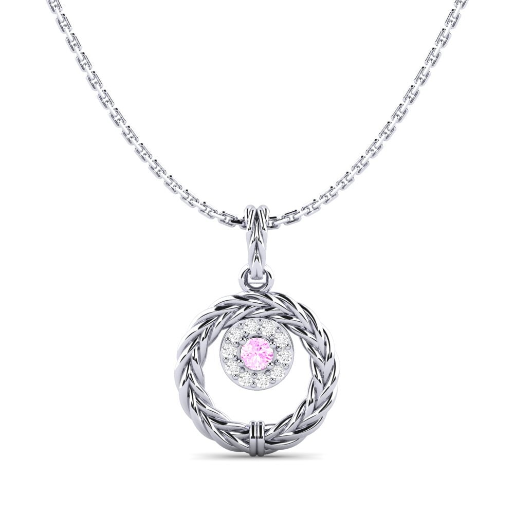 950 Platinum Pink Sapphire Women's Pendant Sobremesa
