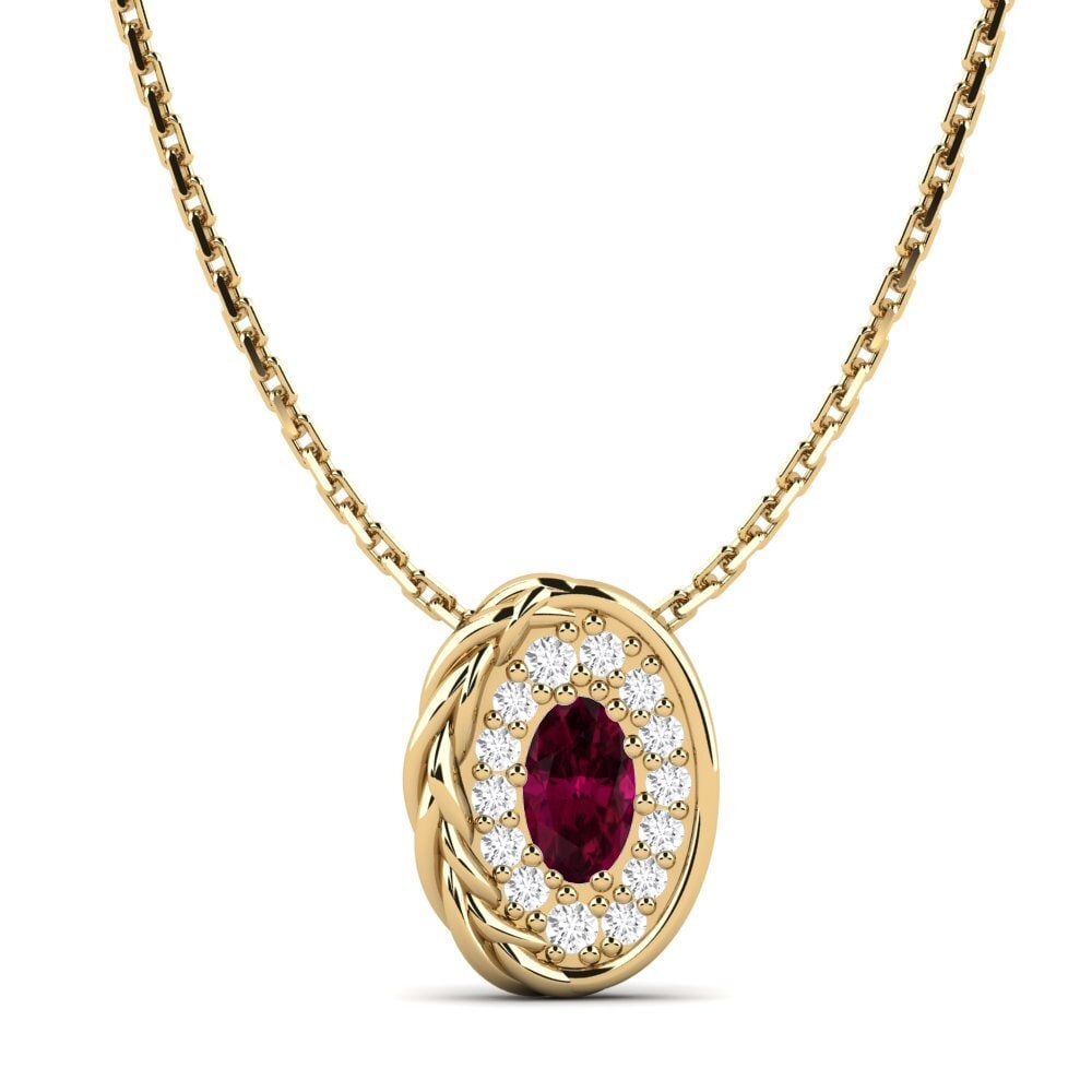 18ct Yellow Gold Rhodolite Garnet Women's Pendant Turnon