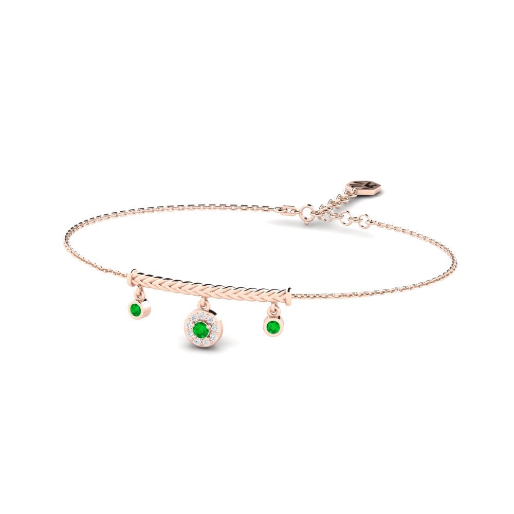 Or rose 14k Émeraude Bracelet pour femme Vallapena