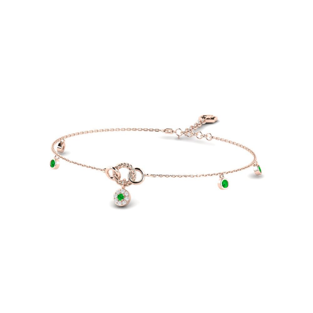 Or rose 14k Émeraude Bracelet pour femme Verta