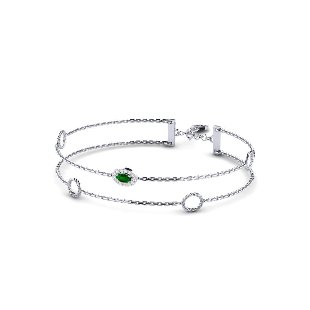 Palladium 950 Zircone Vert Bracelet pour femme Vivacity