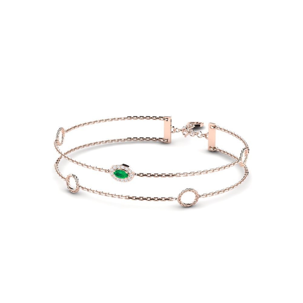 Or rose 14k Émeraude Bracelet pour femme Vivacity
