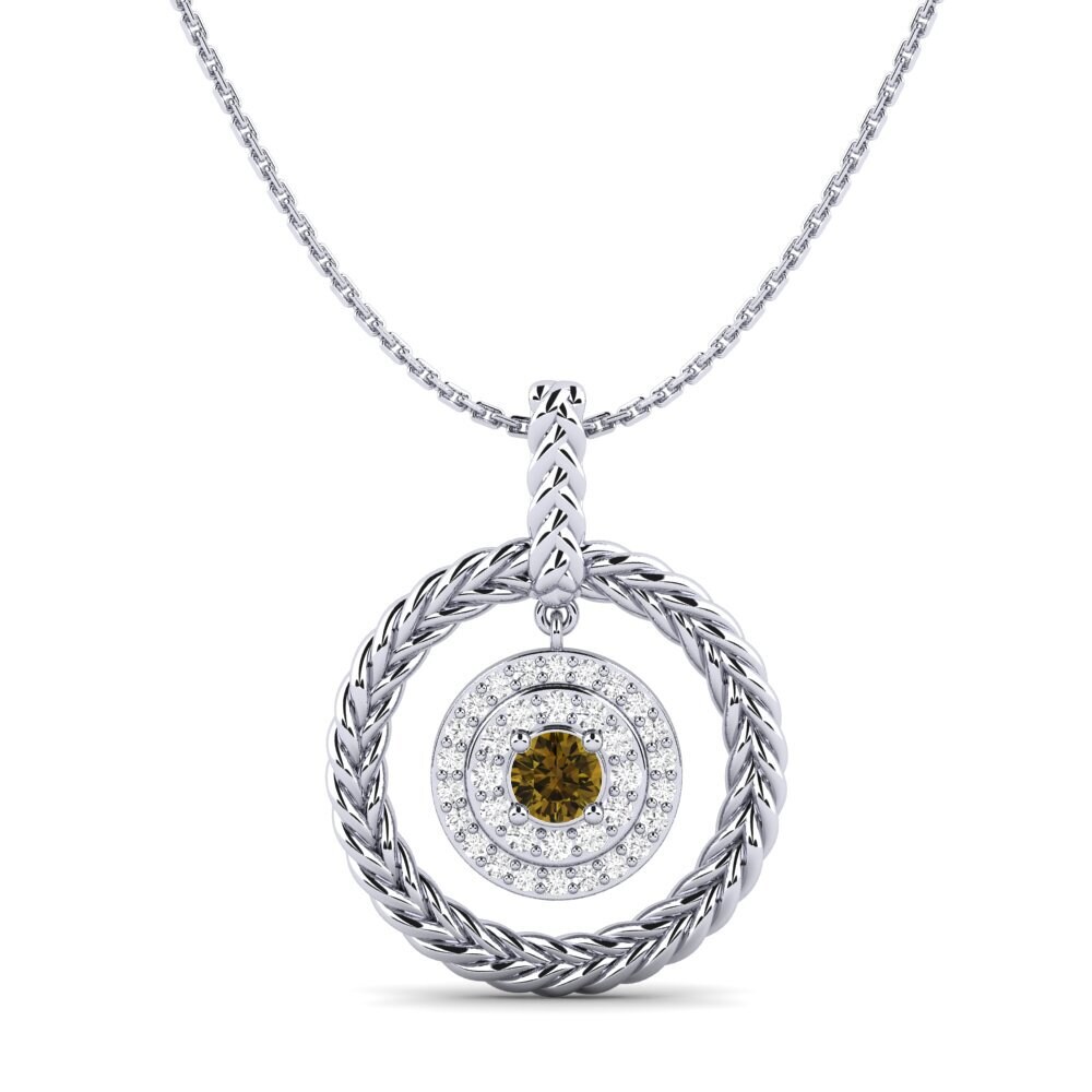 950 Palladium Brown Zircon Women's Pendant Vreugde