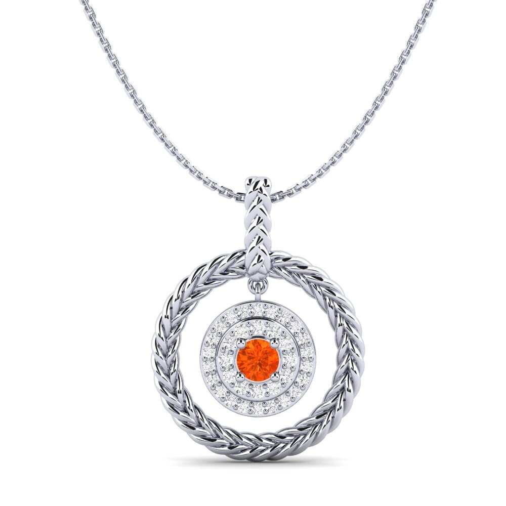 9ct White Gold Fire Opal Women's Pendant Vreugde