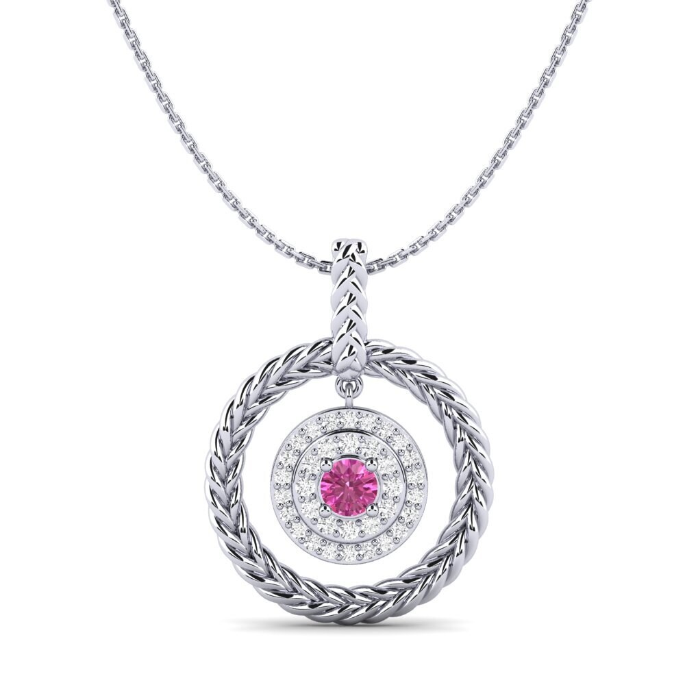 9ct White Gold Pink Topaz Women's Pendant Vreugde