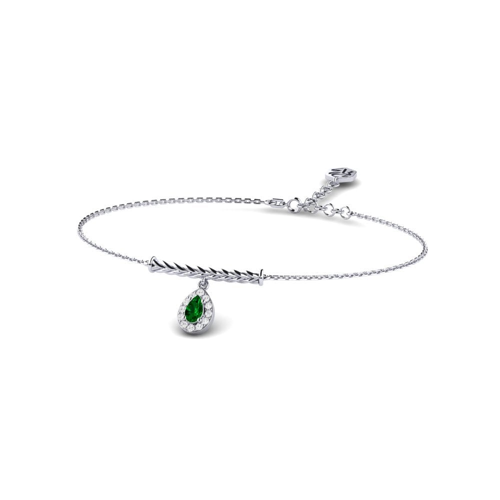 Palladium 950 Zircone Vert Bracelet pour femme Vrijedi