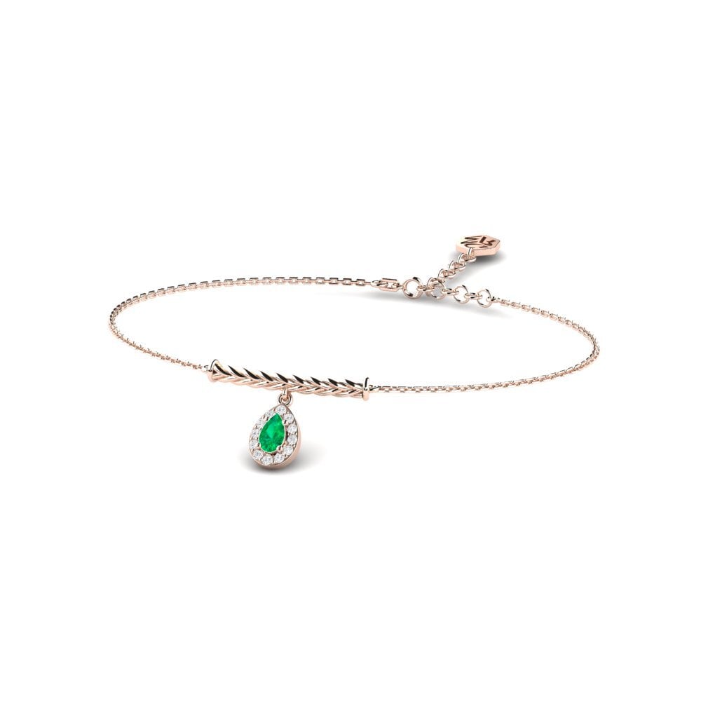 Or rose 14k Émeraude Bracelet pour femme Vrijedi
