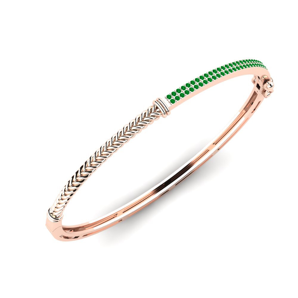 Or rose 14k Émeraude Bracelet jonc femme Wearde