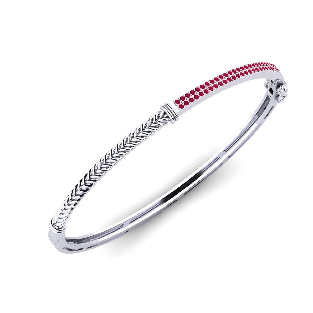 Or Blanc 9k Rubis Bracelet jonc femme Wearde