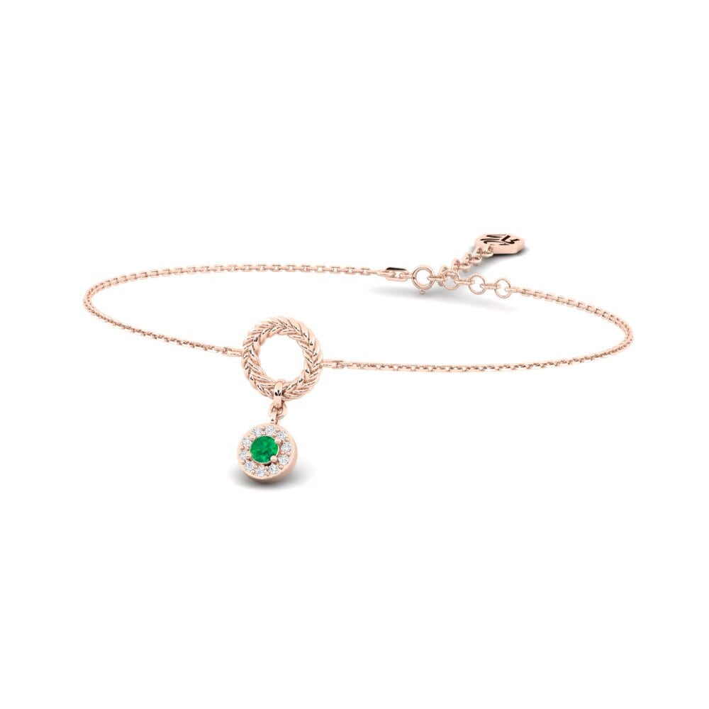 Or rose 14k Émeraude Bracelet pour femme Werd