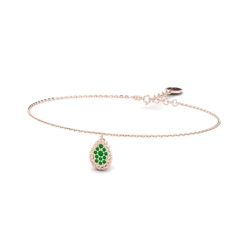 Or rose 14k Émeraude Bracelet pour femme Windup