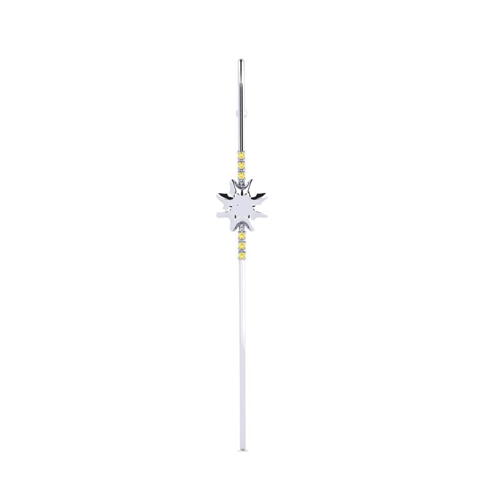 Weißsilber Gelber Saphir Ohrpiercings Asdeop