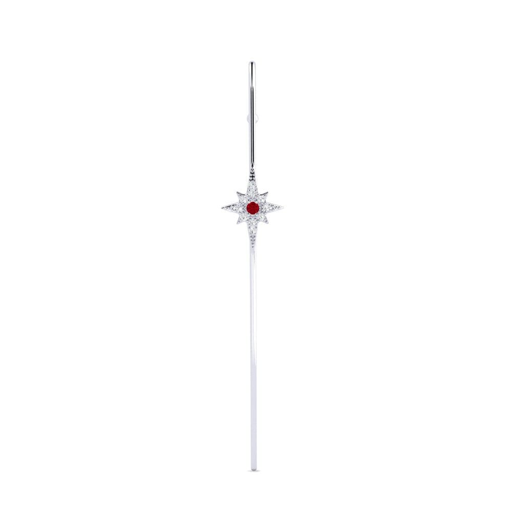 White Silver Red Zirconia Ear Piercing Bentarema
