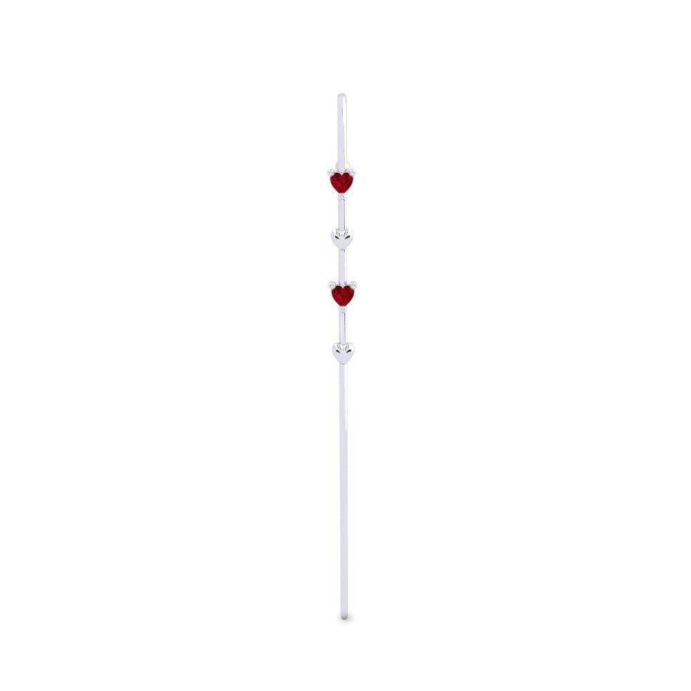 White Silver Red Zirconia Ear Piercing Borke