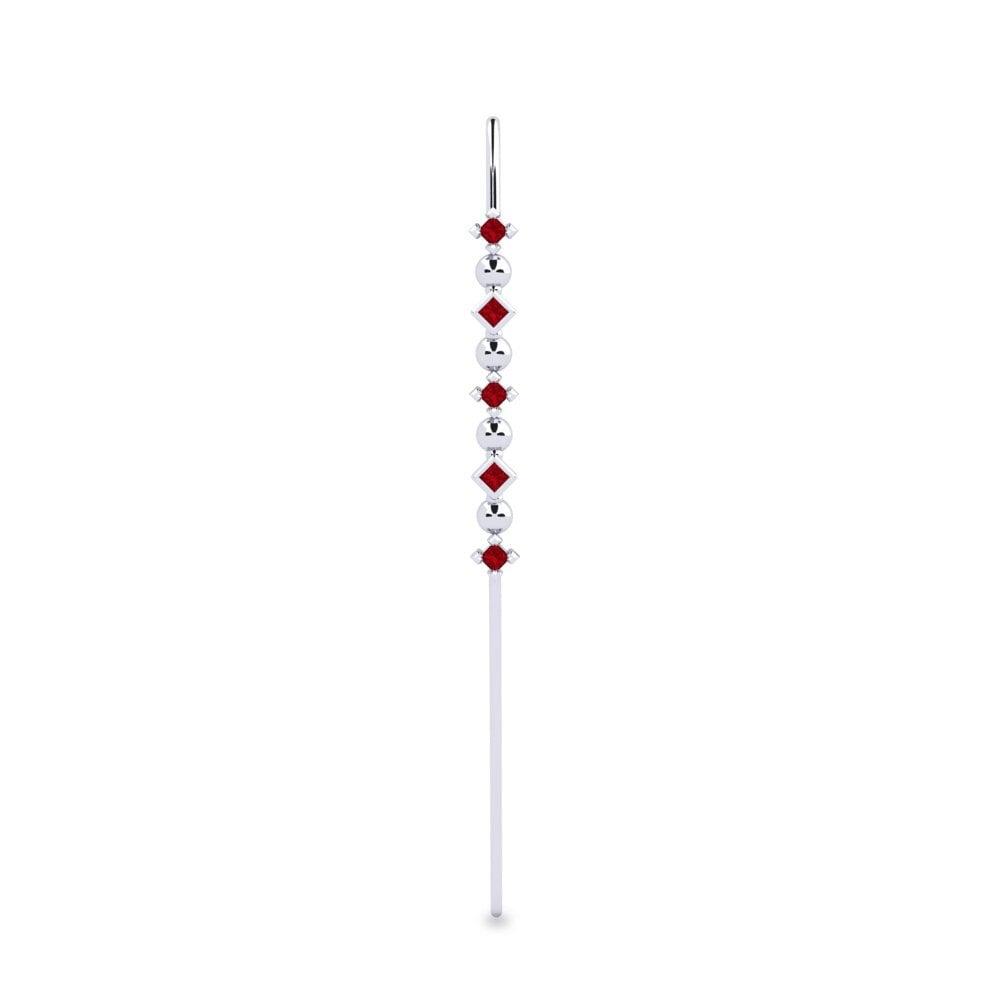 White Silver Red Zirconia Ear Piercing Byldra