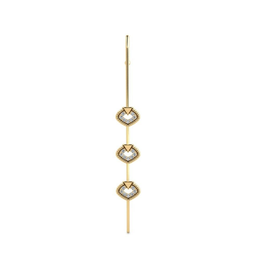Rod Ear Cuffs Rod Ear Cuffs Pendientes Cogese Oro Amarillo 585 Cristal de Swarovski