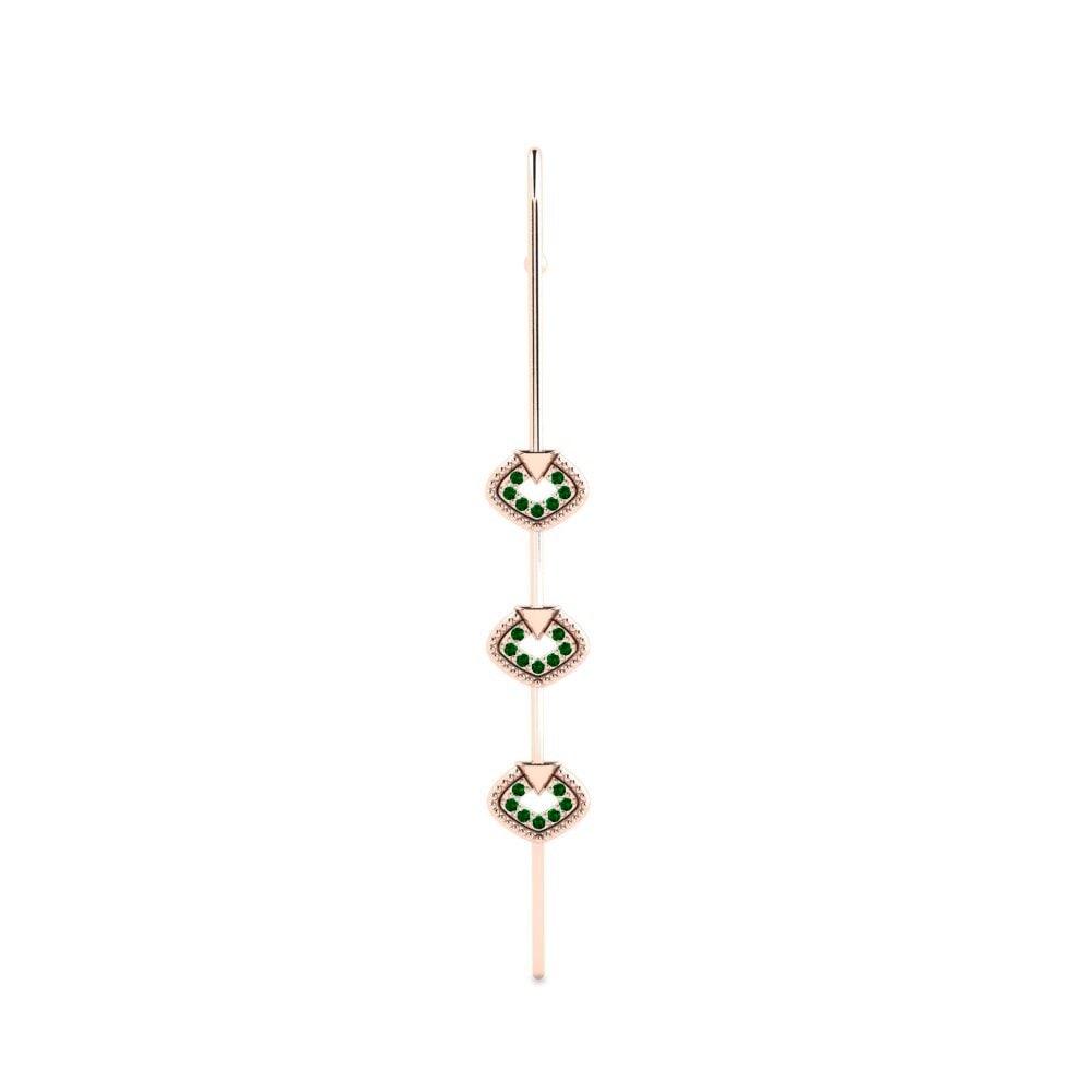 Rotgold 585 Grüner Zirkonia Ohrpiercings Cogese
