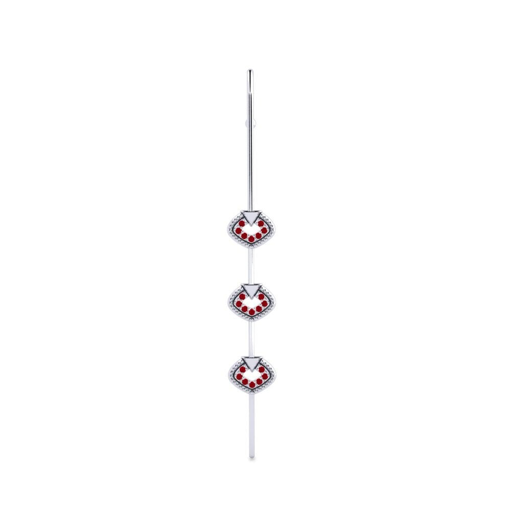 White Silver Red Zirconia Ear Piercing Cogese