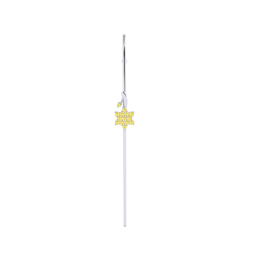 Weißsilber Gelber Saphir Ohrpiercings Digeal