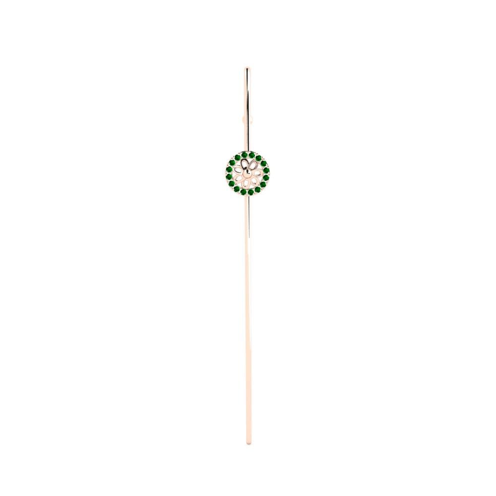 Rotgold 585 Grüner Zirkonia Ohrpiercings Domocr