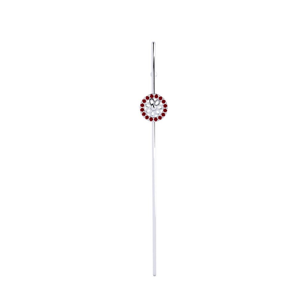 White Silver Red Zirconia Ear Piercing Domocr