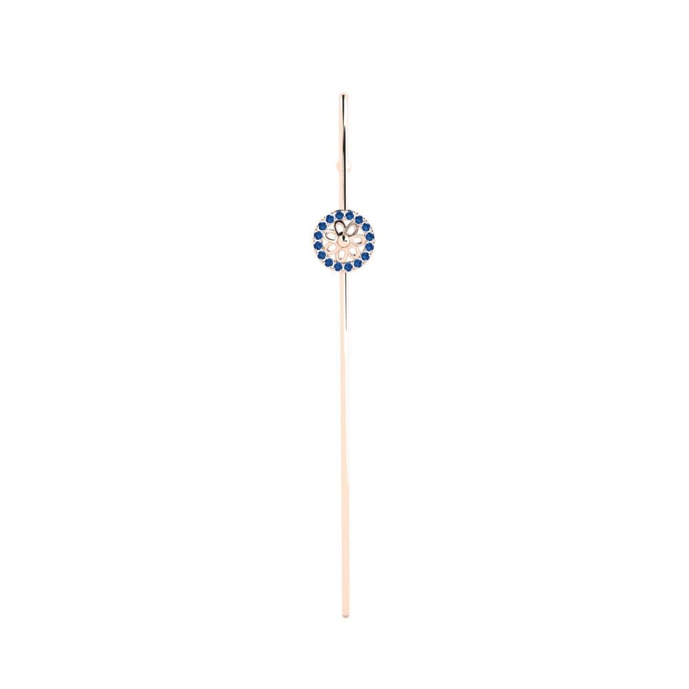 9ct Rose Gold Dark Blue Zirconia Ear Piercing Domocr