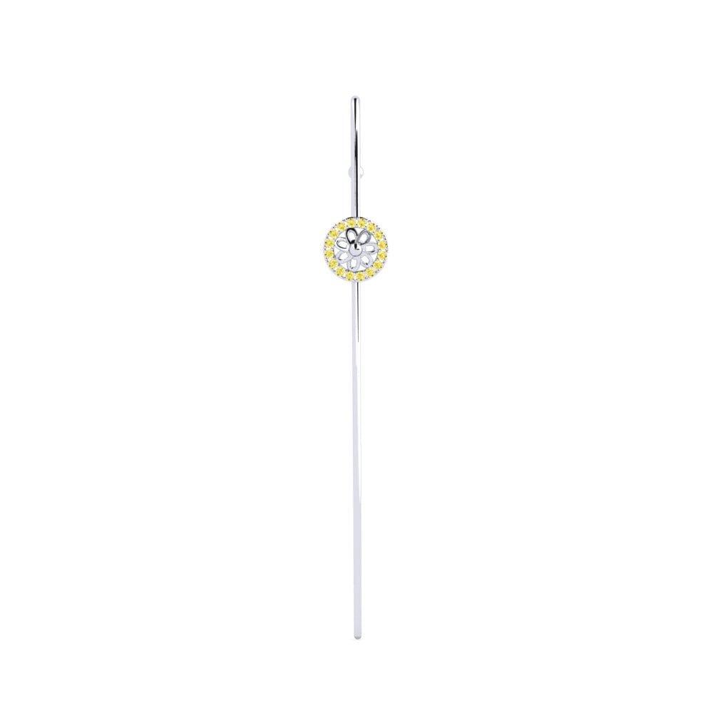Weißsilber Gelber Saphir Ohrpiercings Domocr