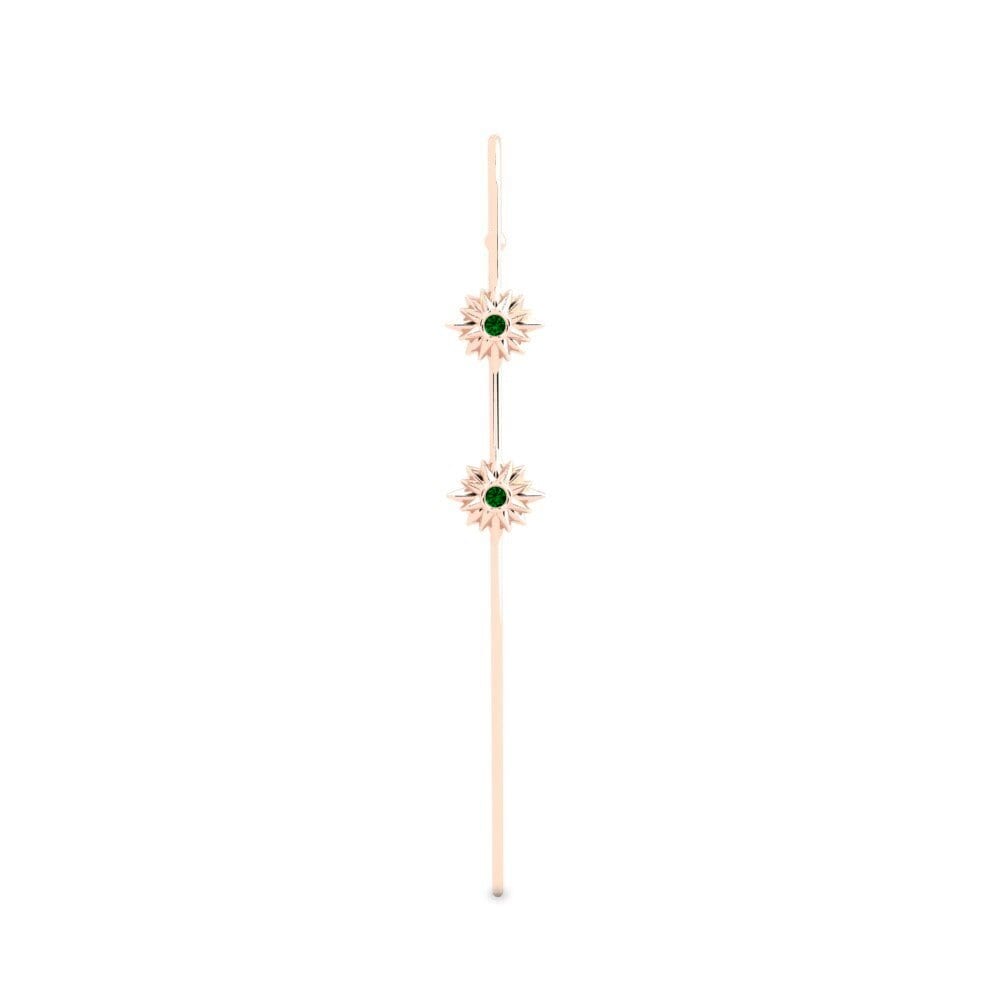 Rotgold 585 Grüner Zirkonia Ohrpiercings Dryrs