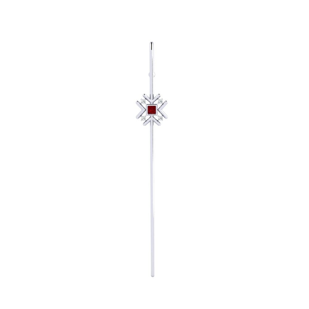 White Silver Red Zirconia Ear Piercing Elfco