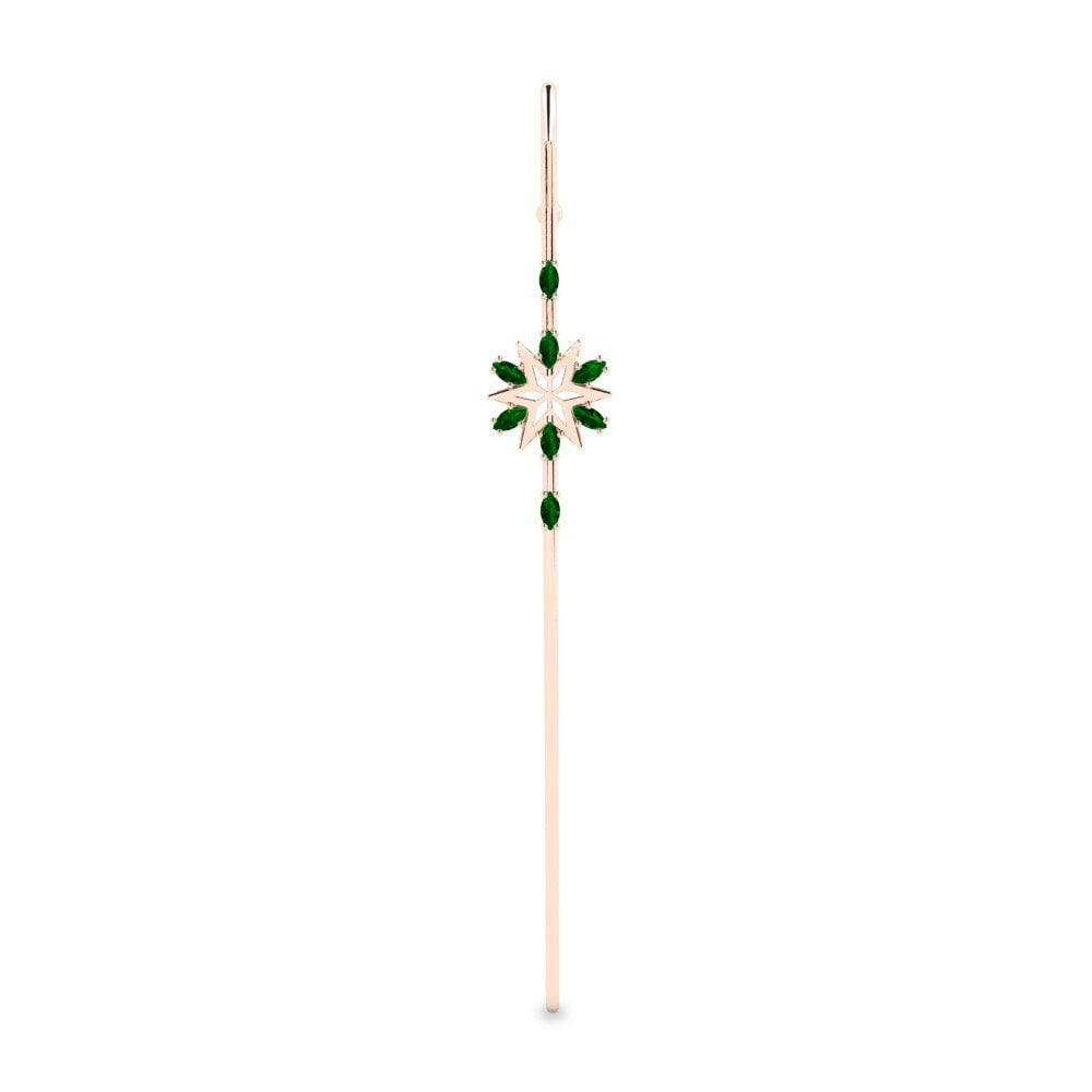 Rotgold 585 Grüner Zirkonia Ohrpiercings Eoted