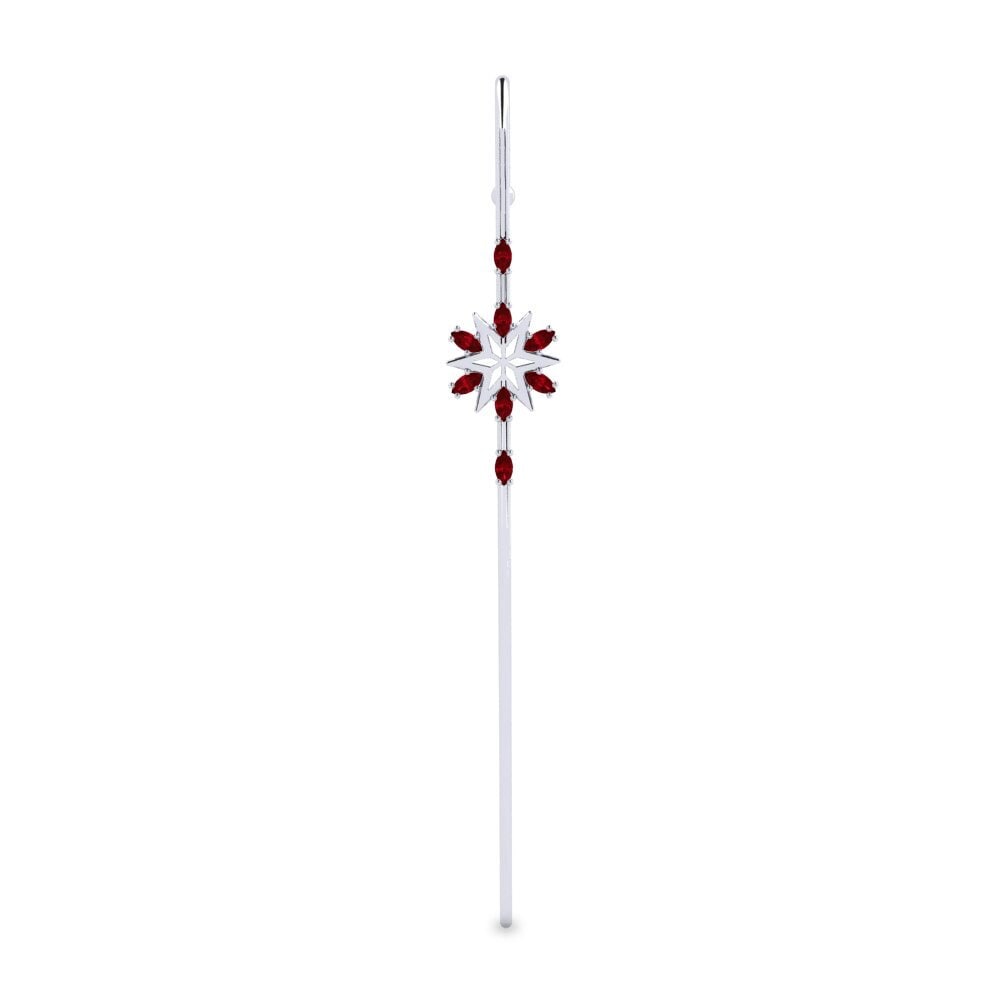 White Silver Red Zirconia Ear Piercing Eoted