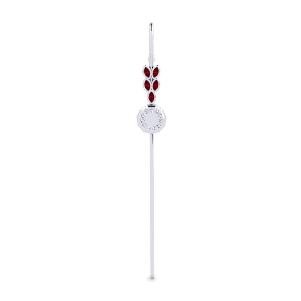 White Silver Red Zirconia Ear Piercing Essendora