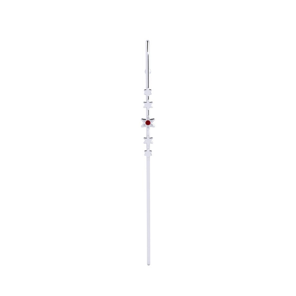 White Silver Red Zirconia Ear Piercing Fedu