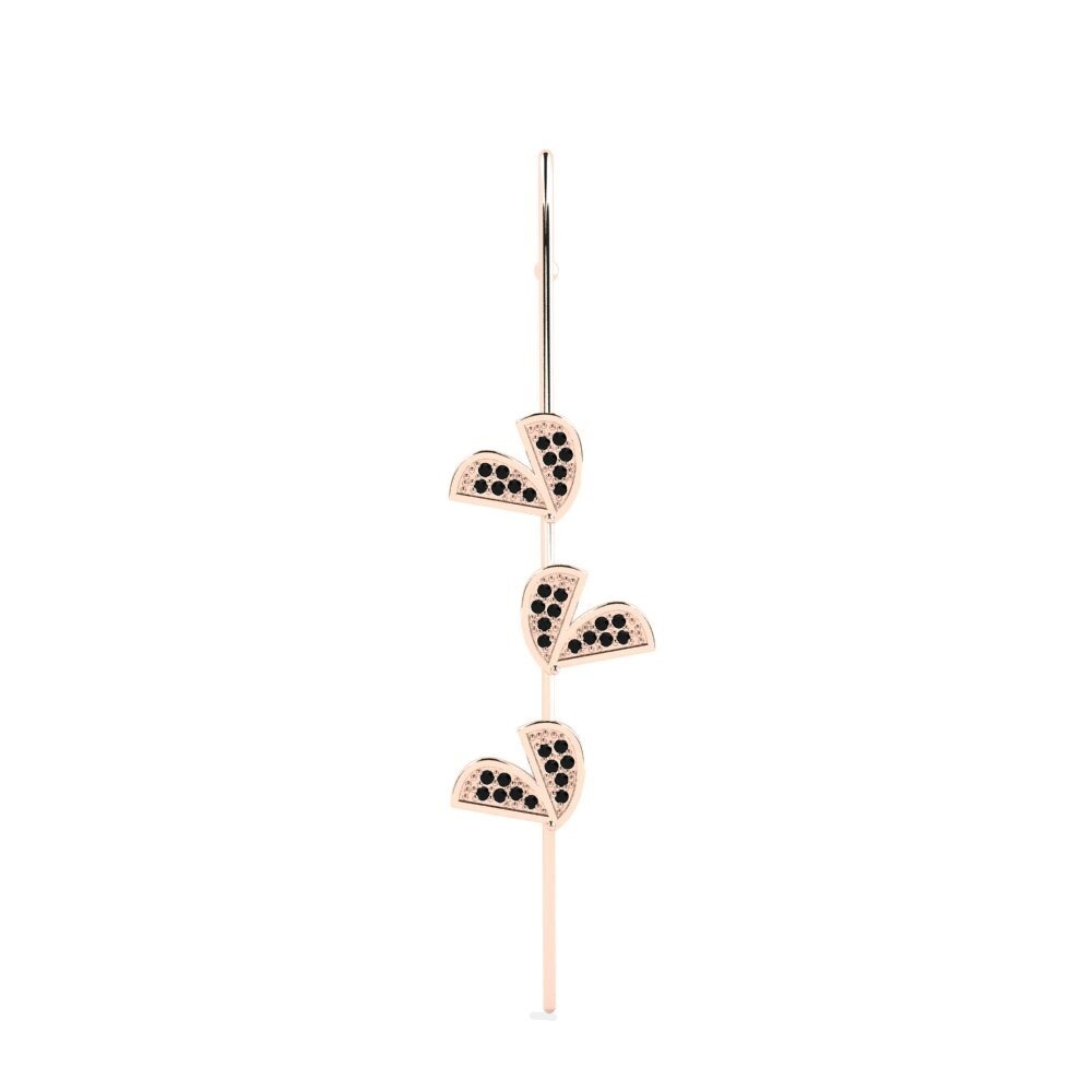 14K Rood Goud Zwarte Diamant Oorpiercing Ftarw