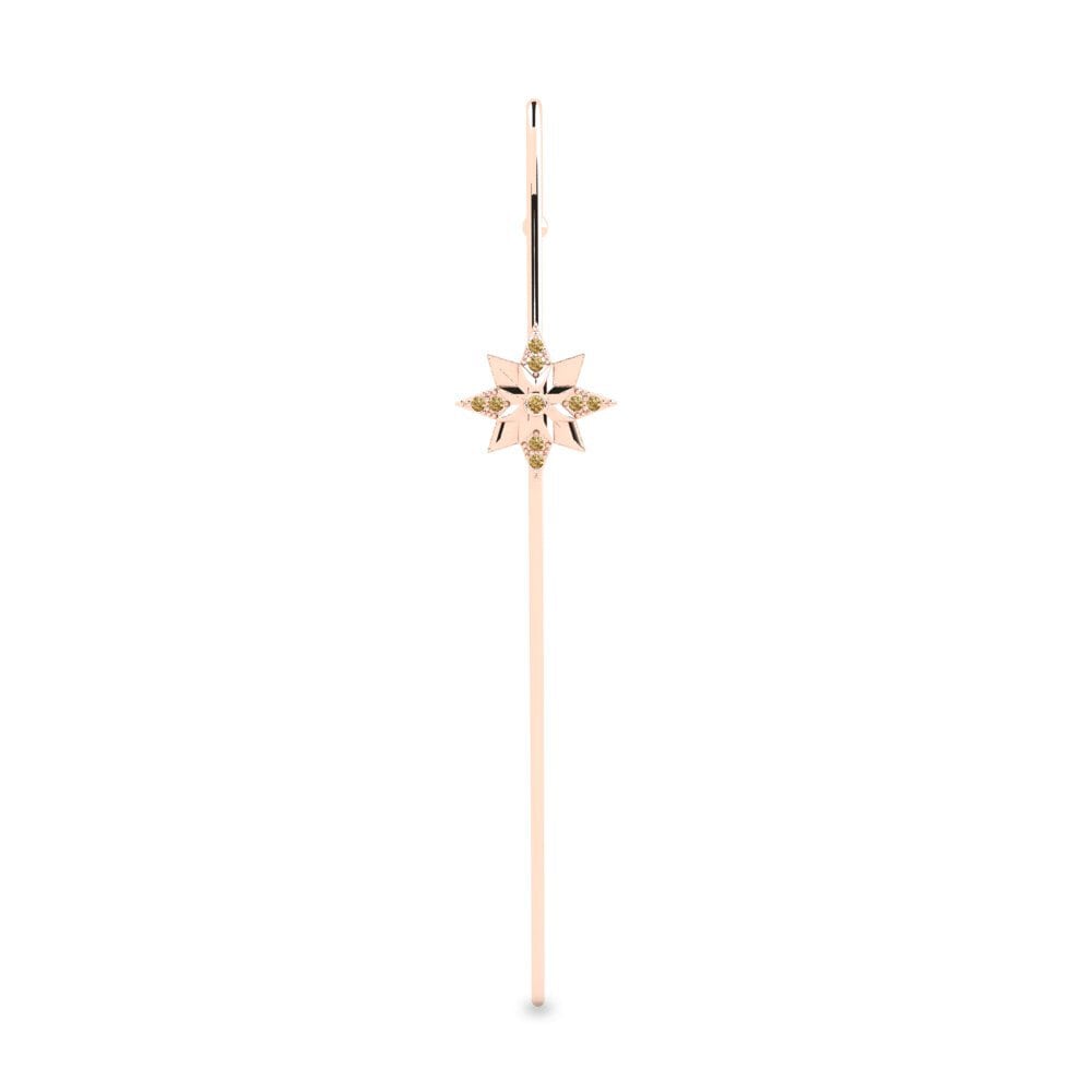 Różowe Złoto 585 Brązowy Diament Piercing uszu hookah