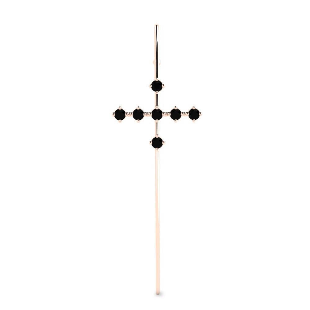 14ct Rose Gold Black Diamond Ear Piercing Looke
