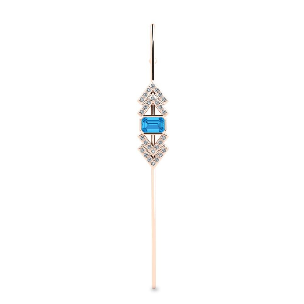9ct Rose Gold Blue Topaz Ear Piercing Ulimbere