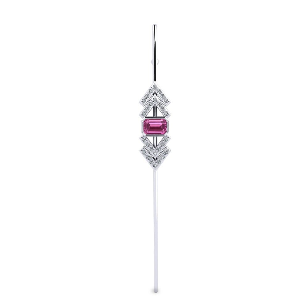 18ct White Gold Pink Topaz Ear Piercing Ulimbere