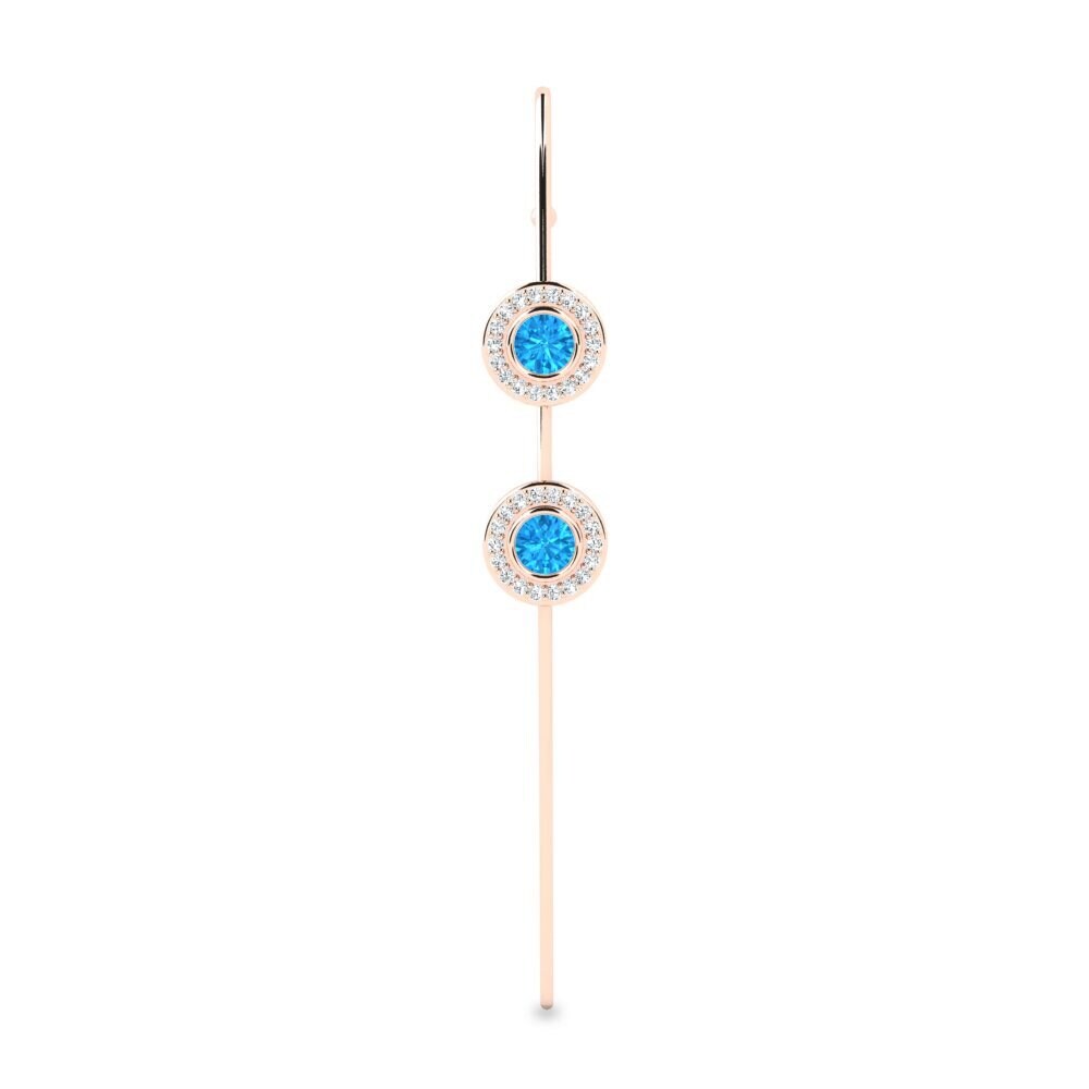 9ct Rose Gold Blue Topaz Ear Piercing Yuans