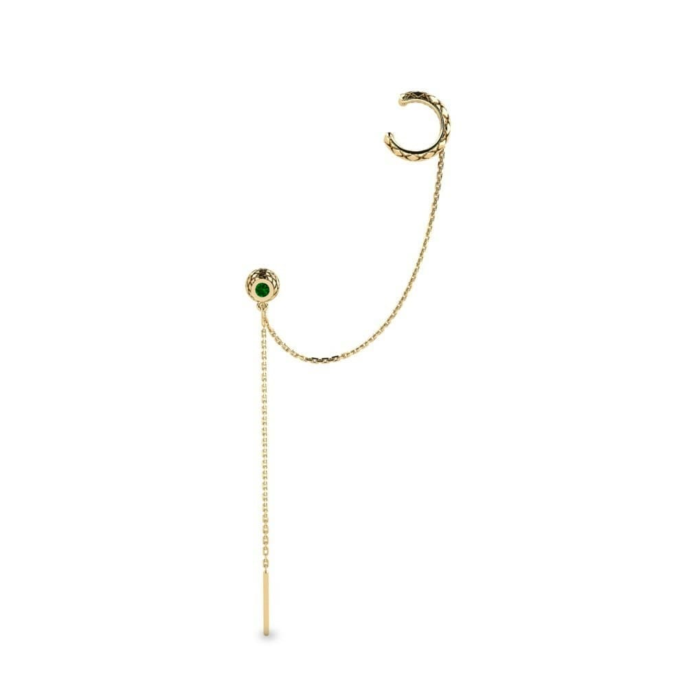 Brazalete de oreja Ear Cuffs Pendientes Assuming Oro Amarillo 585 Swarovski Verde