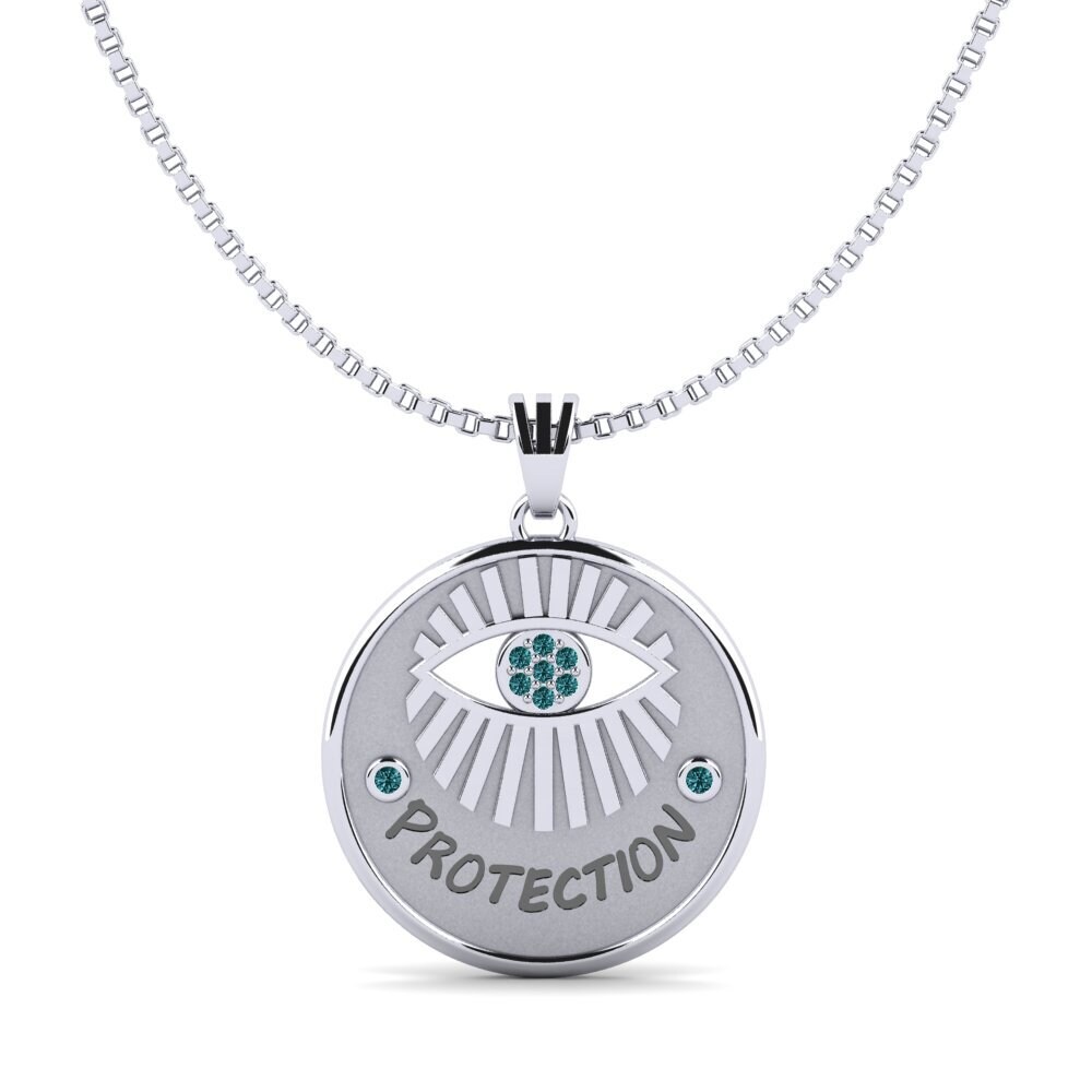950 Palladium Blauer Diamant Damen anhänger Assumption