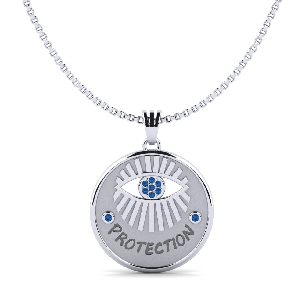 Weißgold 750 Dunkelblauer Zirkonia Damen anhänger Assumption