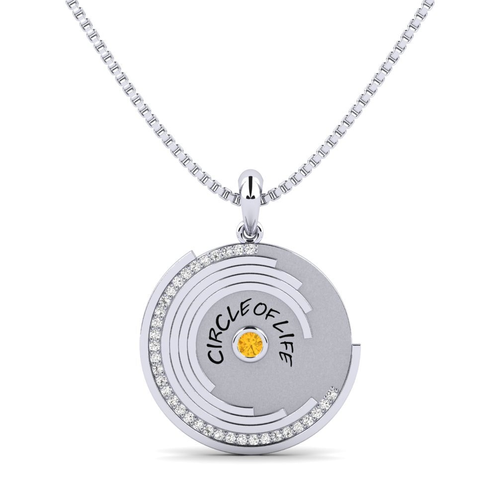 14k Oro Blanco Citrino Colgante de Mujer Authoritatively