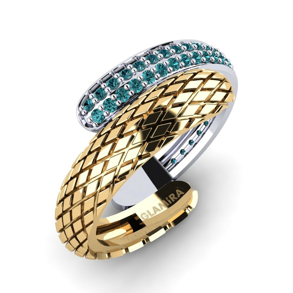 Moderno Tamara Available Oro Amarillo & Blanco 585 Diamante Azul