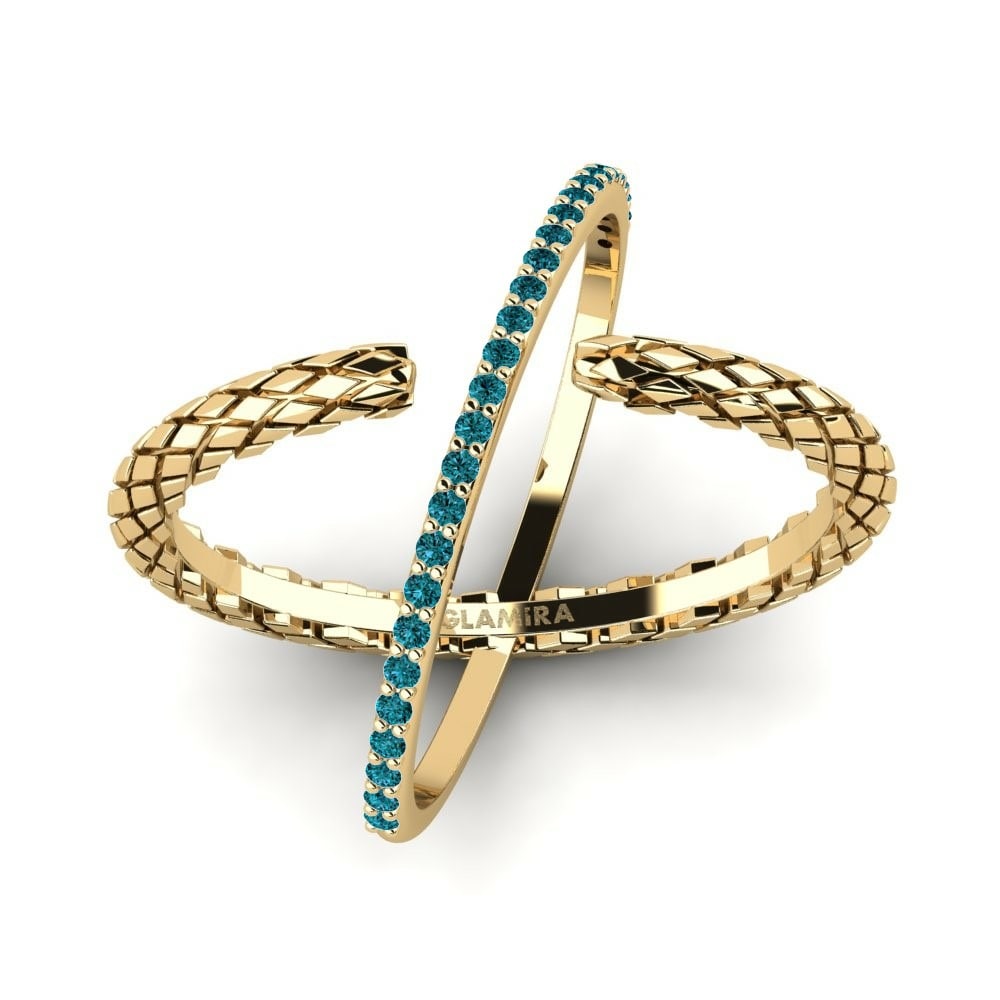 Moderno Tamara Beneficiary Oro Amarillo 585 Diamante Azul