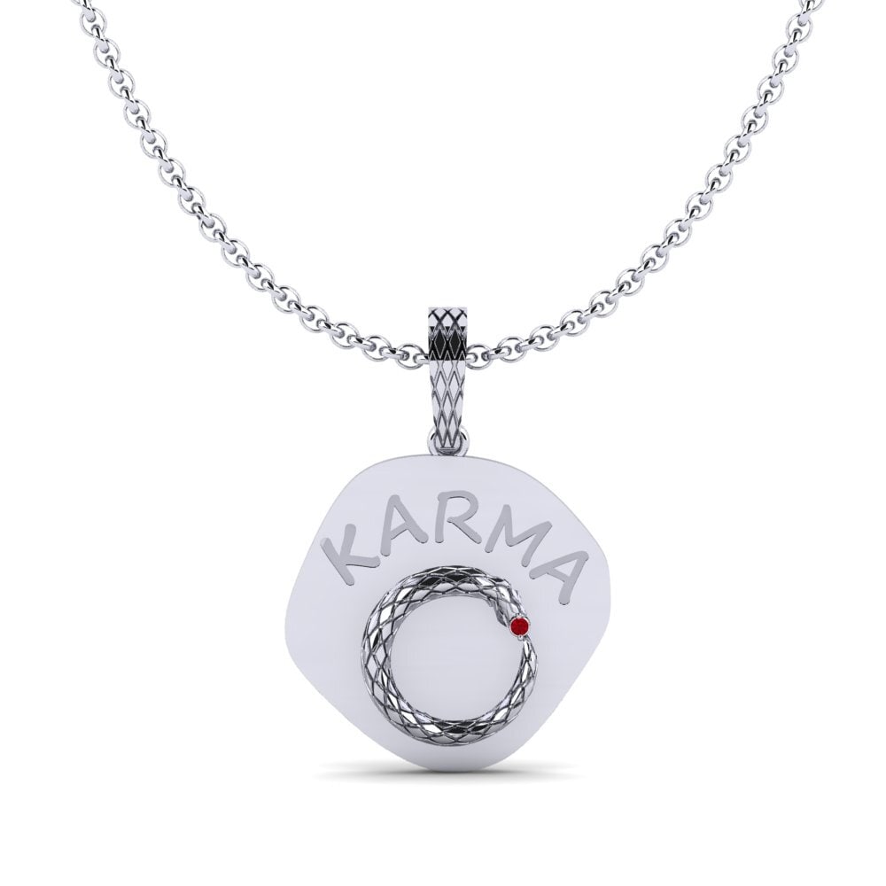 950 Platin Roter Zirkonia Damen anhänger Makarfi